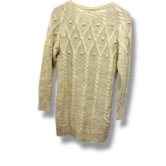 M&S Collection Beige Wool Blend Cable Knit Bobble Sweater Womens Size 6 Medium - Picture 10 of 14